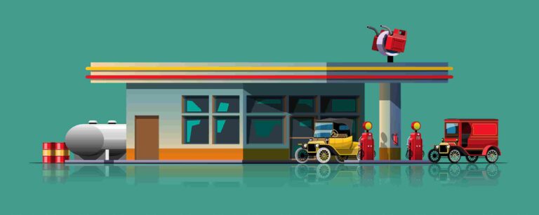 Gas delivery company fueling car at home USA